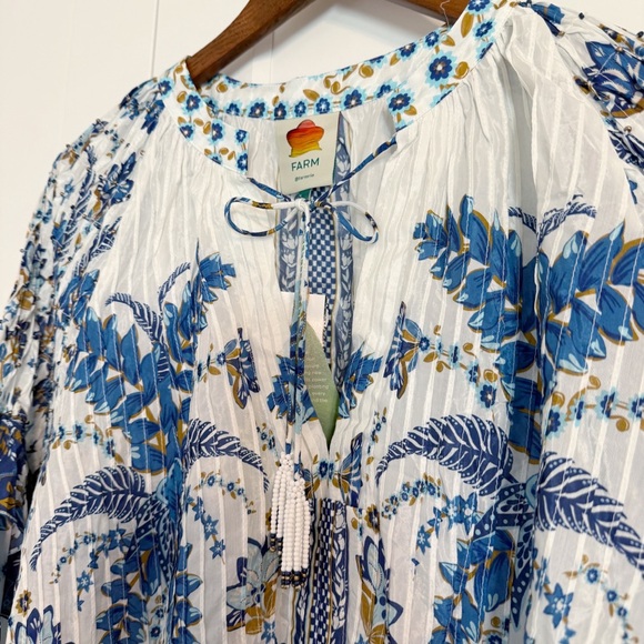 NWT! FARM Rio Women’s LARGE Ana Tapestry Cotton Blend Ruffle Top CP25 - Picture 6 of 14